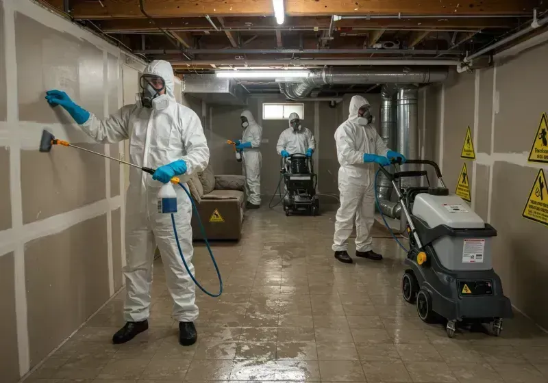 Basement Moisture Removal and Structural Drying process in George West, TX